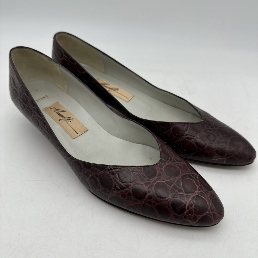 VTG Amalfi Women's Size 9 AAA Made In Italy Short Heels‎  Dark burgundy Lizard